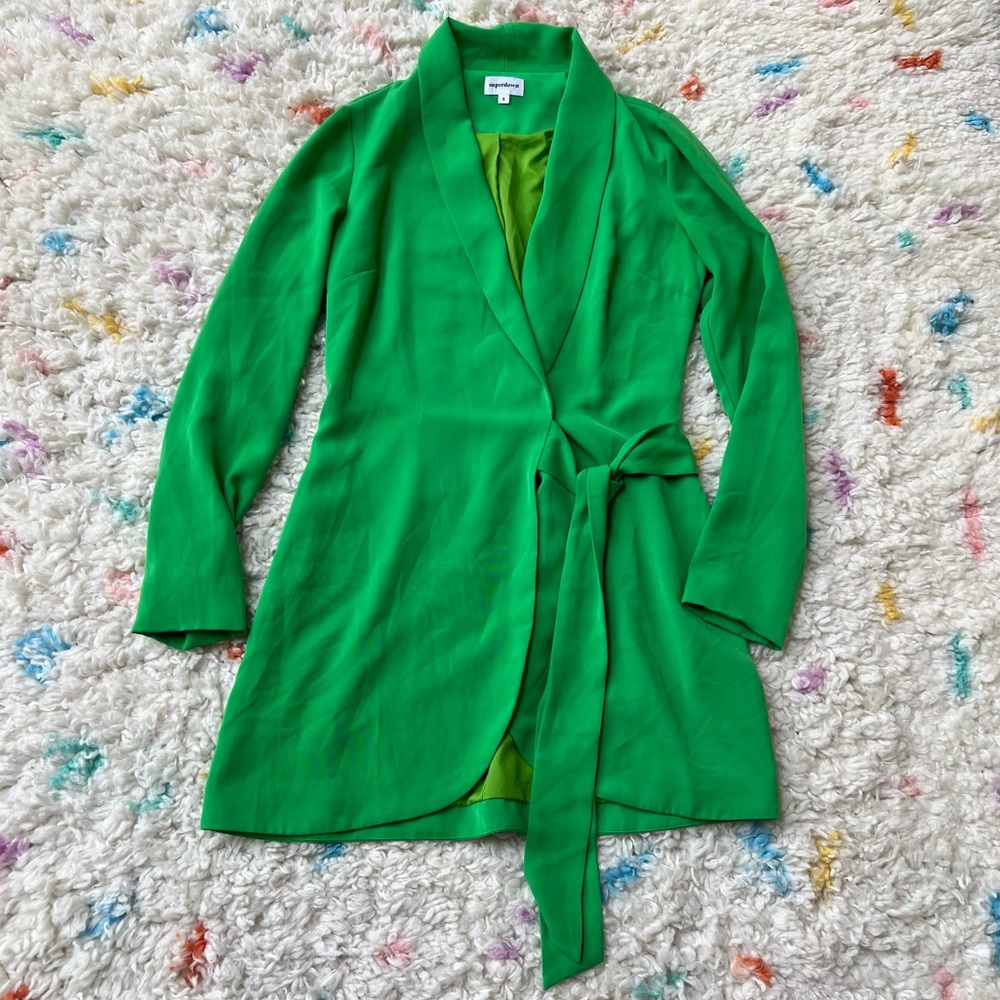 Superdown x Revolve Kelly Green Blazer Wrap Dress - Picture 4 of 8